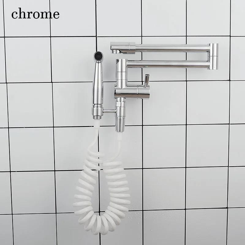 Brass Kitchen Faucet Single Cold Tap With Bidet Sprayer Black Kitchen Sink Tap Brushed Nickel Fold Tap Wall Mounted Chrome