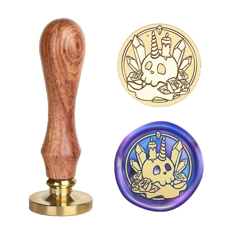 

Seal Stamp Tool Includes Wood Handle and Halloween Stamp Head for Seal Wedding Invitation Envelope Embellishments