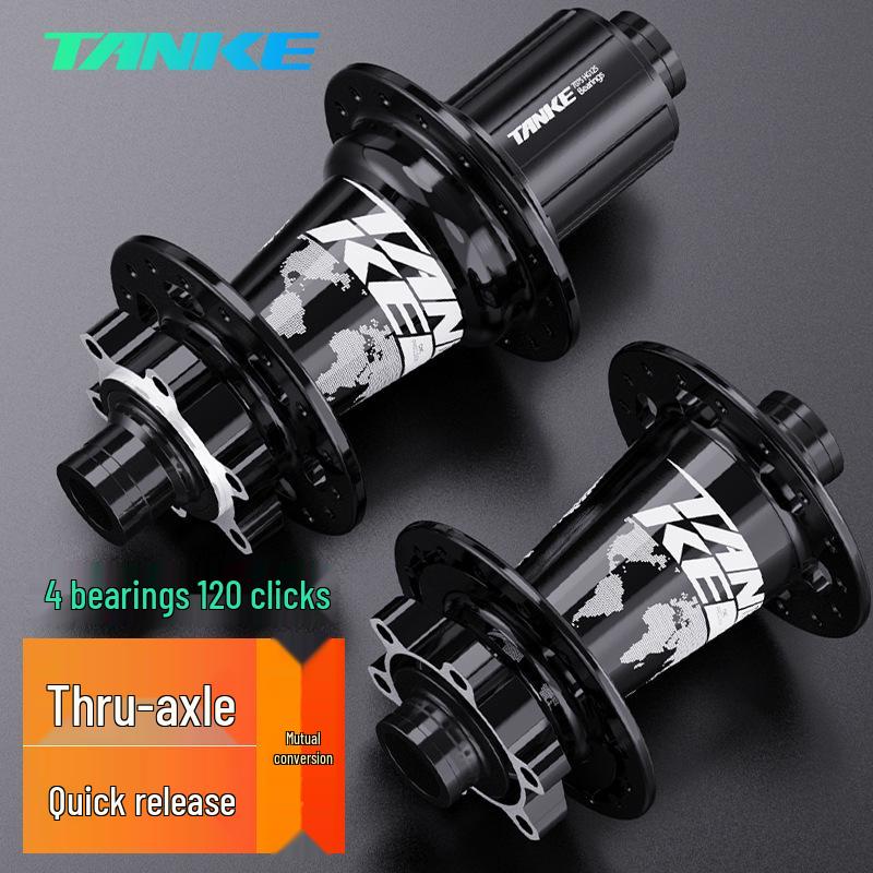 TANKE Mountain Bike 4-Bearing Hub: Quick Release Thru Axle, Iridescent Aluminum Alloy.