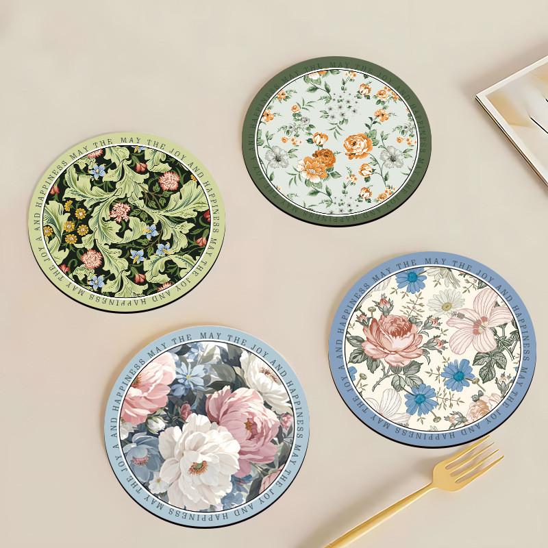 Rubber Flower Pattern Coasters With Antislip Water Absorption For Home Use