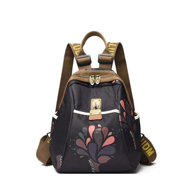 Schoolbag Backpack Bag Women's Shell Shoulder Bag Casual Fashion Large Capacity Oxford Cloth Mom Bag Printed Guochao Travel