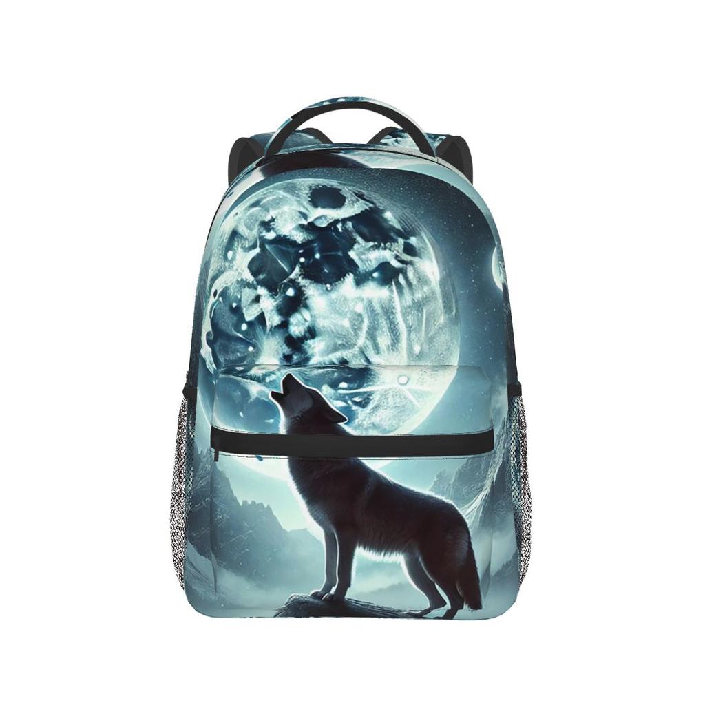 Howling Wolf Under The Moonlight Print Backpacks Boys Girls Bookbag Children School Bags Cartoon Laptop Rucksack Shoulder Bag