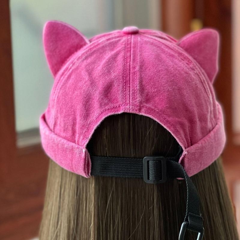 Cat Ear Decor Beanie Hat for Adult Teenagers Portable Beanie Hat Without Brim Spring Summer Anti-UV Hat for Cycling