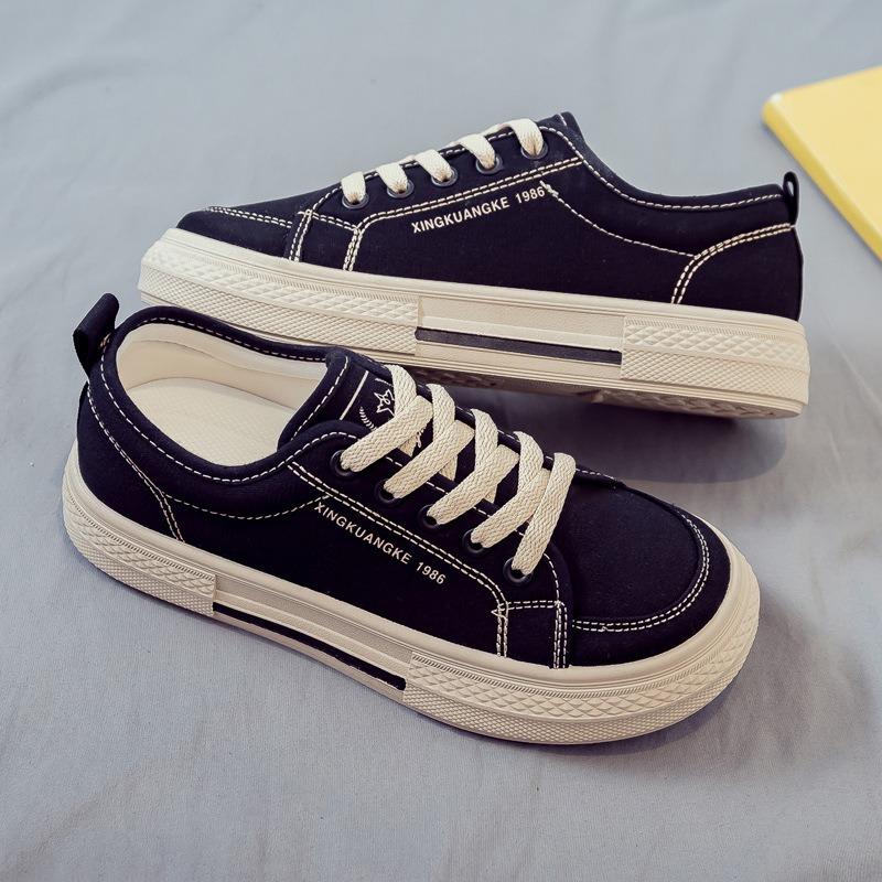Spring and autumn new canvas shoes women's versatile flat-soled white shoes breathable student cloth shoes women's shoes autumn models