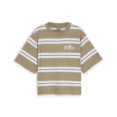Squad Shorts Sports Casual Striped Round Neck Regular T-Shirt Women Tops 692983-67