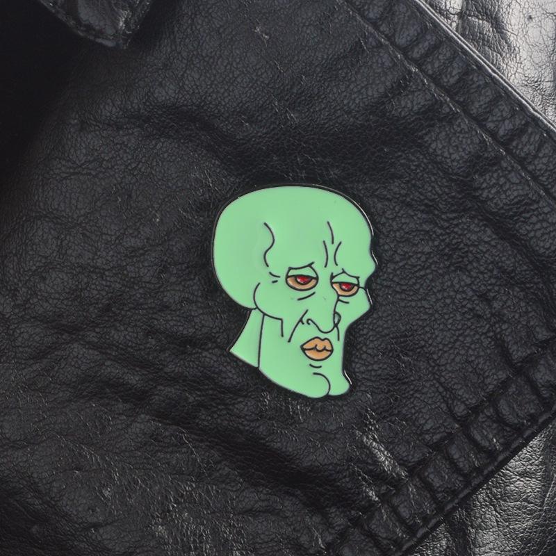 Creative SpongeBob Squidward Jacket Badge