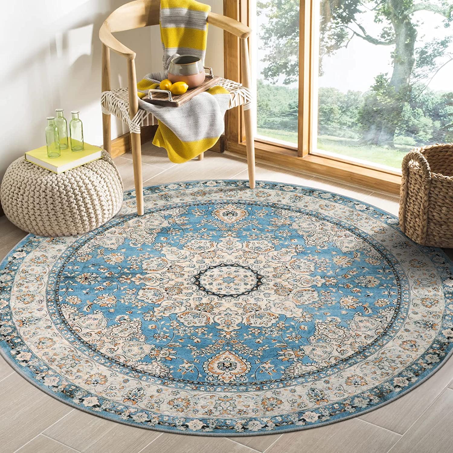 

Safavieh Antique Medallion Bohemian Round Area Rugs Monaco Collection carpet Living Room Bedroom non-slip Mats photography props diameter 60