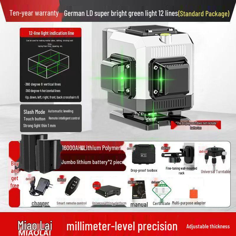 Projetor de Parede e Chão Autonivelante a Laser Infravermelho de Alta Precisão com 12 Linhas 2025