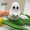 Decorative Figures for Bookshelves Halloween Mini Ghost Reading Book Ornament 3D Printed Cute Little Handmade Table Centerpieces Figurine,