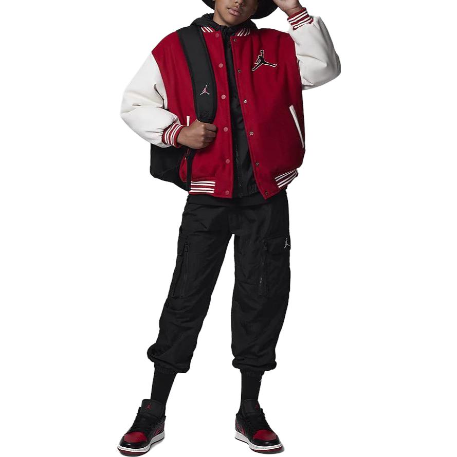 Jordan Varsity Logo Jacket With Stand Collar And Single-Breasted Closure Kids Outerwear Red FV6043-687