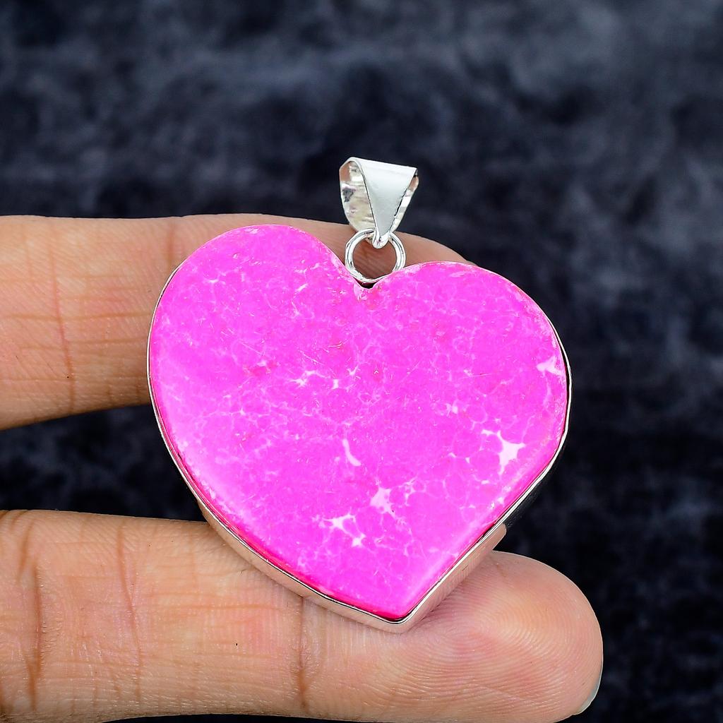 Copper Pink Turquoise Gemstone 925 Sterling Silver Jewelry Pendant 1.89" M-3342