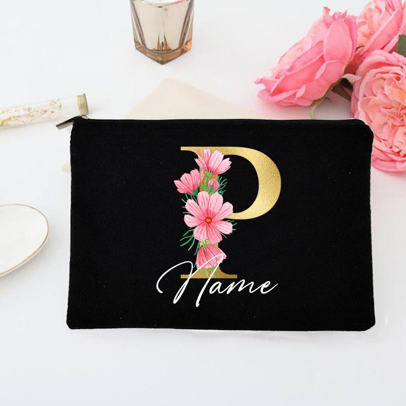 Personalized Makeup Bag Custom Initial with Name Bridal Cosmetic Case Monogram Toiletries Pouch Wendding Gifts for Bridesmaid