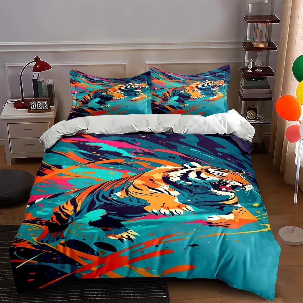 

Tiger splash art. Bedding Duvet cover sets Duvet covers Pillowcases gifts (1 * Duvet Cover 2 * Pillowcases, without duvet insert) 135x200cm