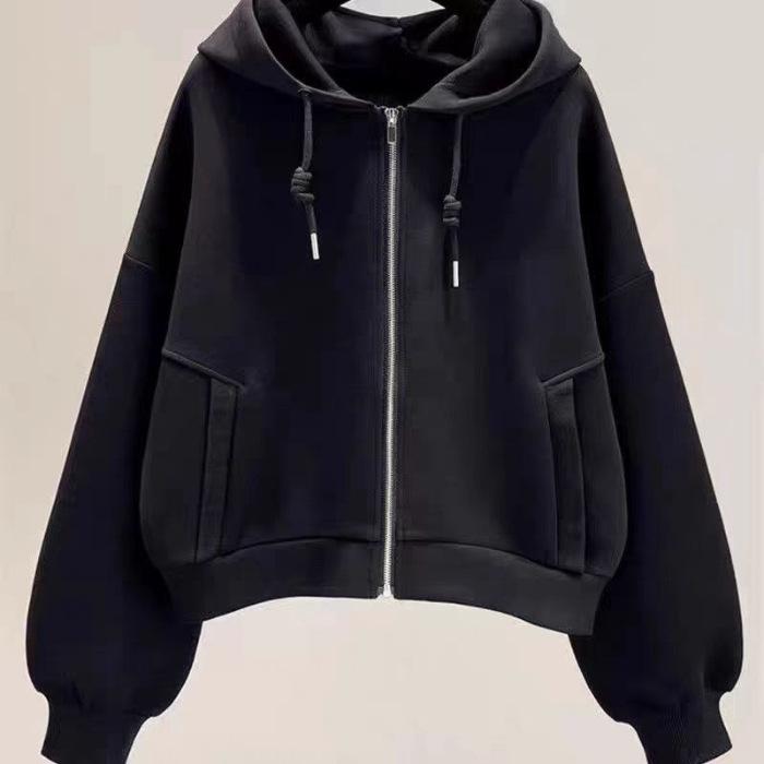 

Women s Harajuku Style Hooded Zip-Up Hoodie - 2025 Spring/Summer Trend, Lightweight Loose-Fit Outerwear XL