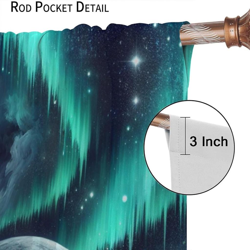 Wolf Curtains,Howling Wolf Aurora Nature Scenery Drapes for Boy Girls Bedroom Living Room Kitchen Window Treatment 2 Panels Set