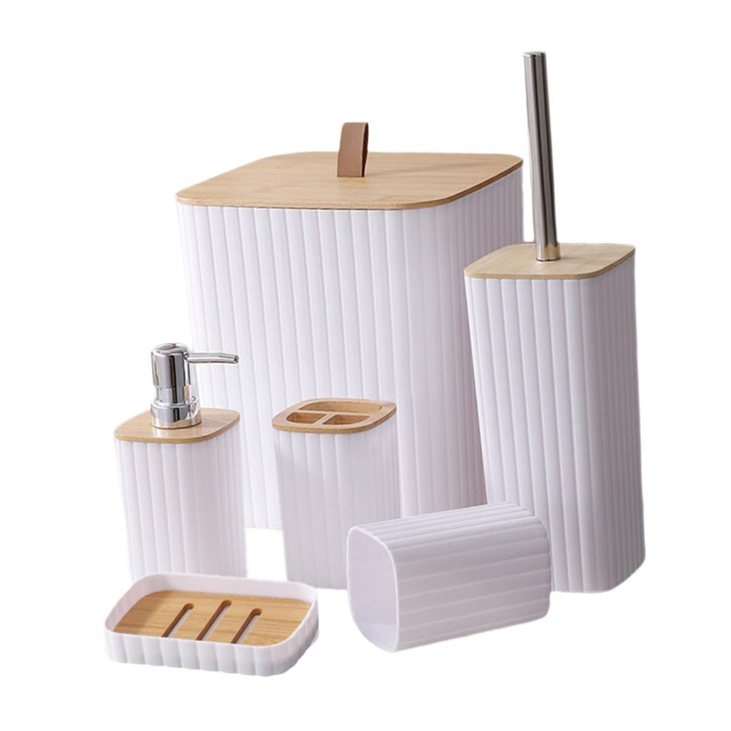 6 Pieces Bathroom Accessory Set Toilet Brush Decorative Sturdy Modern Toothbrush Holder Lotion