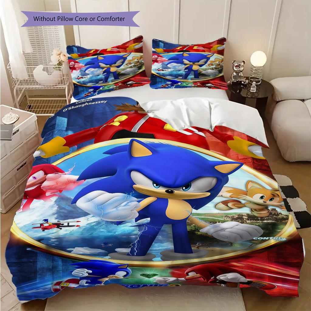Sonic Hedgehog Movie Poster Bedding 1 Duvet Cover 2 Pillowcase Without Core Duvet Cover And Pillowcase Soft And Comfortable Bedding Set