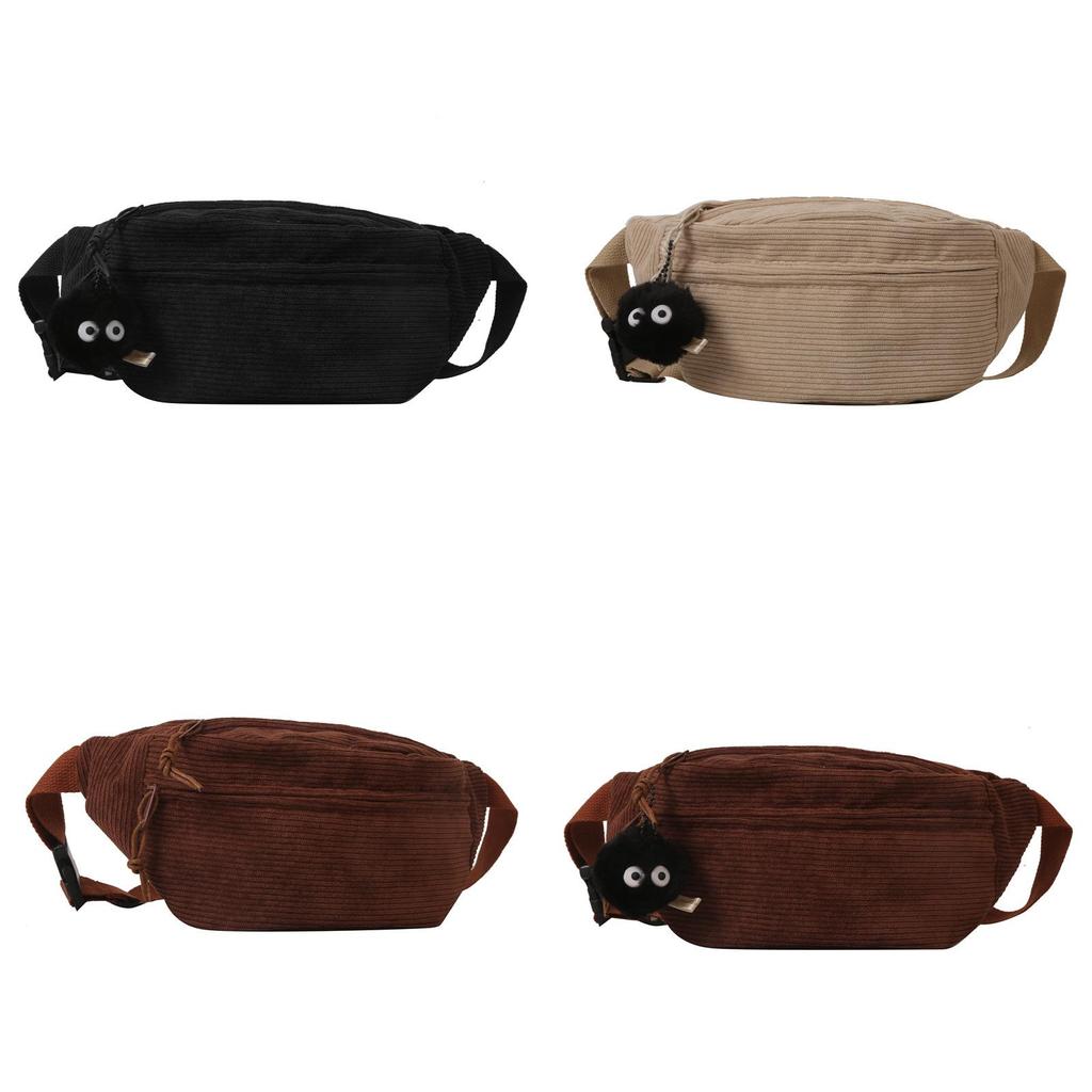 Fashion Corduroy Crossbody Bag For Women With Zipper Closure And Interior Phone Pocket