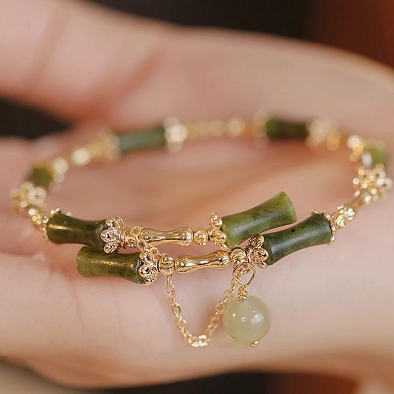 

Handcrafted green bamboo bead bracelet, perfect for women
