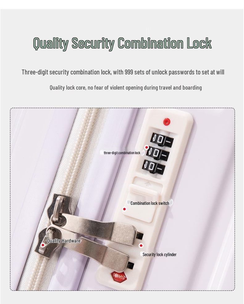 Women's 20" Carry-On Suitcase, Gradient Color, Japanese & Korean Style, 26" Trolley with Combination Lock for Travel