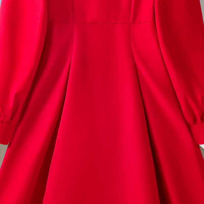 Girls' Fashionable Dress Autumn Elegant Square-neck Long-sleeved Dress for Children