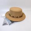 Autumn and Winter New Flat Top Hat Women's British Retro Versatile Face Small Temperament Top Hat Men's Fashion Casual Hat Batch