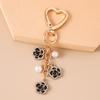 Keychain Pendant Rhinestones Inlaid Flower Imitation Pearls Charm Key Chain Zinc Alloy Key Ring Backpack Accessory
