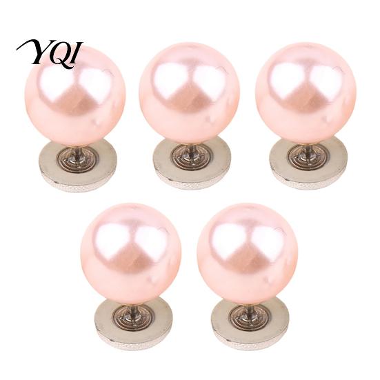 Removable Clothing Buttons 5Pcs Fake Pearl for Clothing, Decorative Brooch Pins, No Instant Fabric Fixer Sew Safety Pins Shirt Neckline Embellishment,