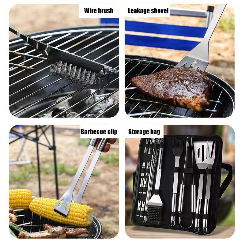 Stainless steel barbecue set barbecue combination tool outdoor barbecue storage portable bag barbecue tool