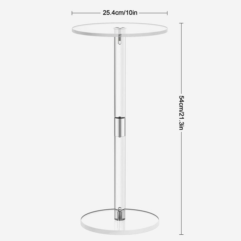 Drink Side Table Clear Small Round End Table for Phones Food Snack and Drink Modern Transparent Acrylic Side Table for Living