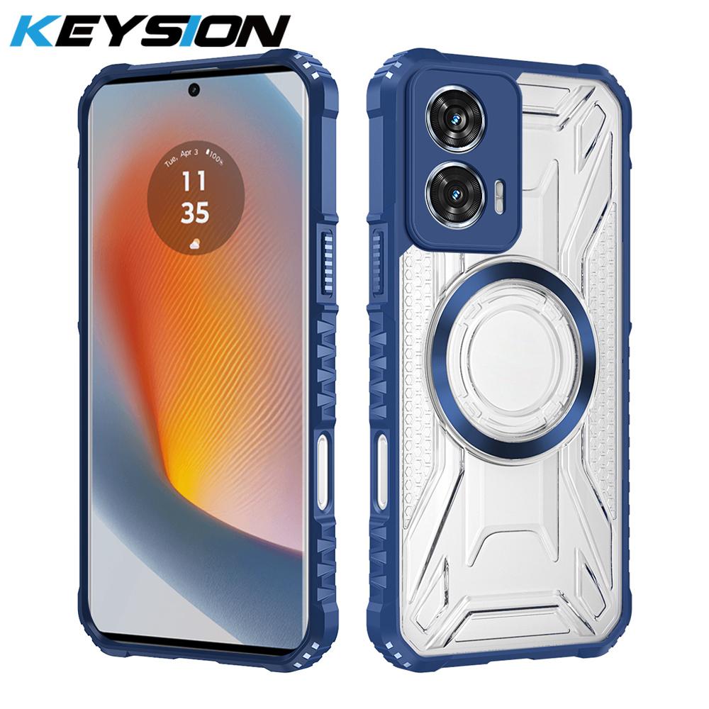 

KEYSION Transparent Magnetic Case for Motorola Edge 50 Fusion Soft Silicone+PC Shockproof Phone Cover for for Edge 50 Fusion for Edge 50 Fusion синий