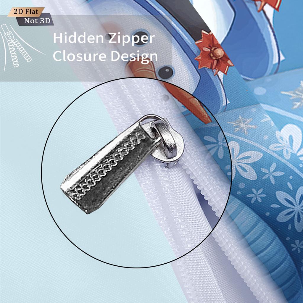 3pcs Christmas cartoon snowman goblin print coreless duvet cover set multi size bedroom dormitory bedding holiday decoration