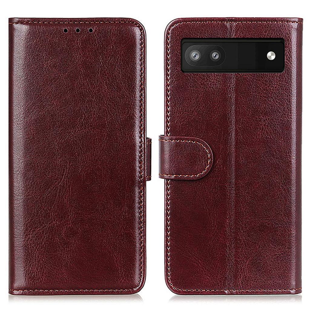 For Google Pixel 7a Wallet Stand Phone Leather Case Crazy Horse Texture Smartphone Cover