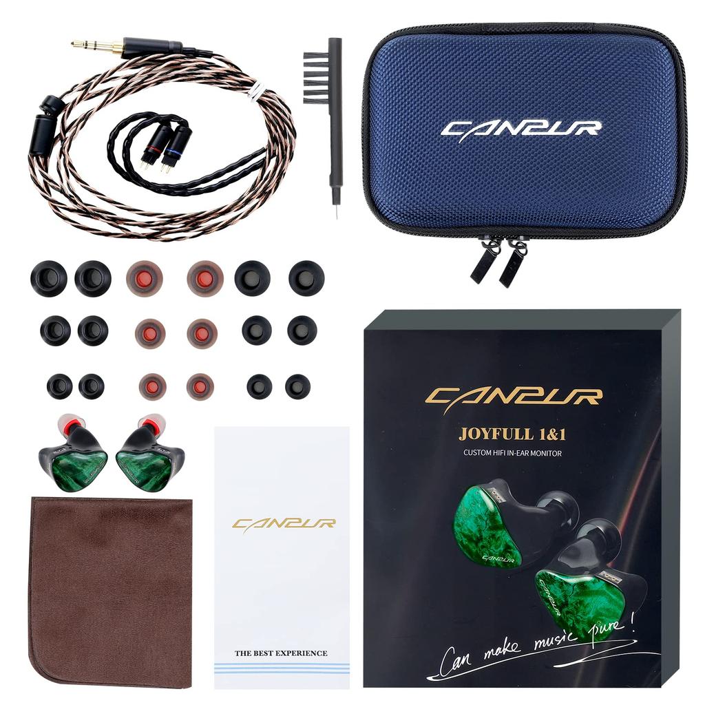 Canpur IEM Monitor Earphones Wired Earphones Dynamic Drive Balanced Armature HiFi Headset for Musicians JF1&1 In-Ear (1BA+1DD) In-Ear (1BA+1DD, Green)