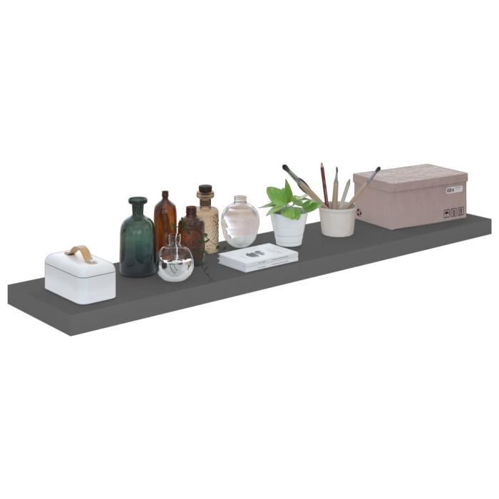 VidaXL Étagère murale flottante Gris brillant 120x23,5x3,8 cm MDF
