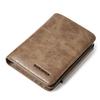 BOSTANTEN Herren-Geldbörse, kurzes Design, Vollnarbenleder, faltbarer Kartenhalter, Khaki