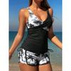 New swimsuit women's split high waist drawstring boxers conservative tankini swimsuit