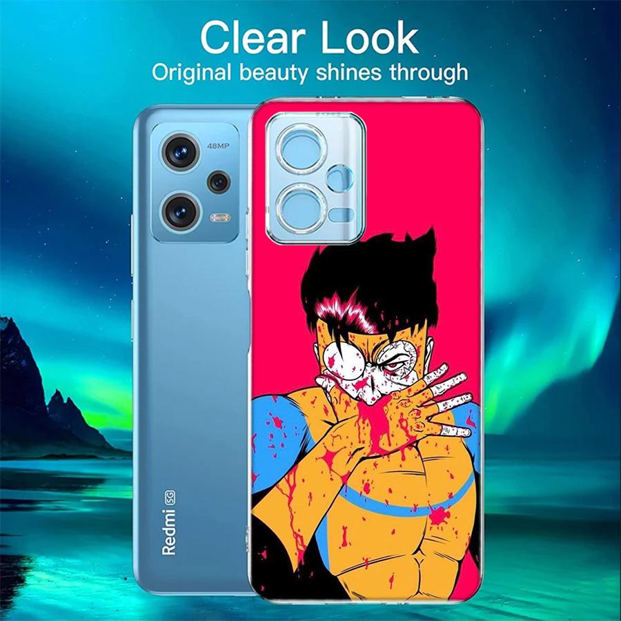 Kreslený neporazitelný kryt na telefon pro Redmi 12 13C 12C 15C 9 10 10C Note 13 Pro Plus 14 15 Pro 9T 9C 9A TPU měkký kryt Průhledný mobilní Ca