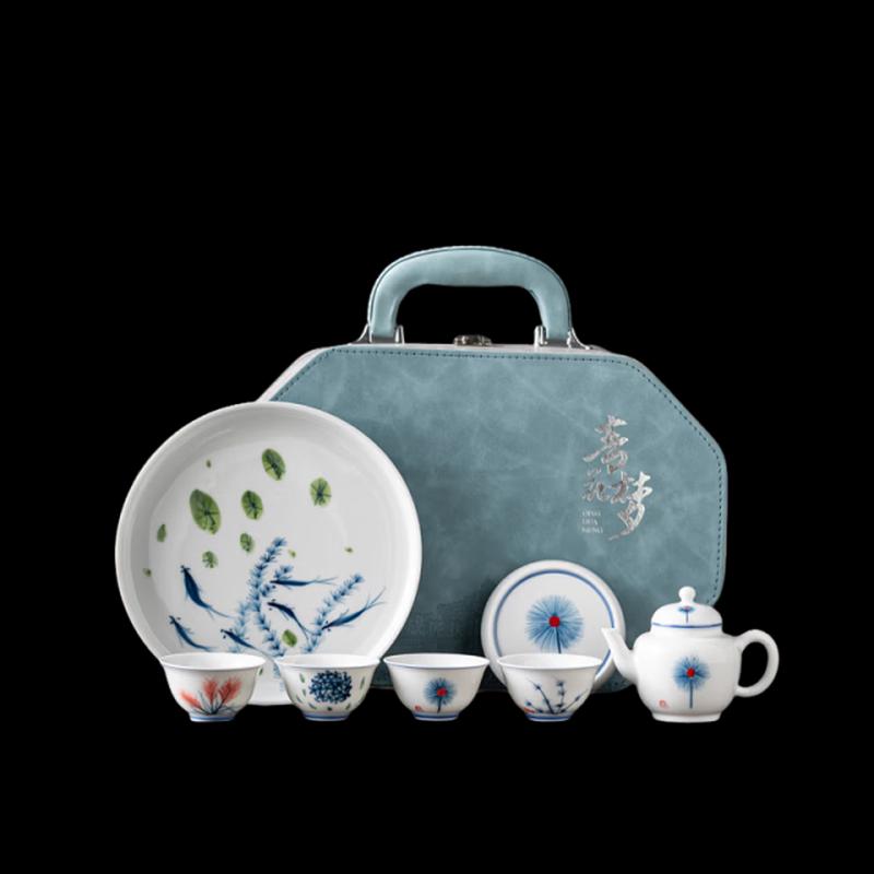 Hongyufuzu Hand-painted Dandelion Ceramic Tea Set