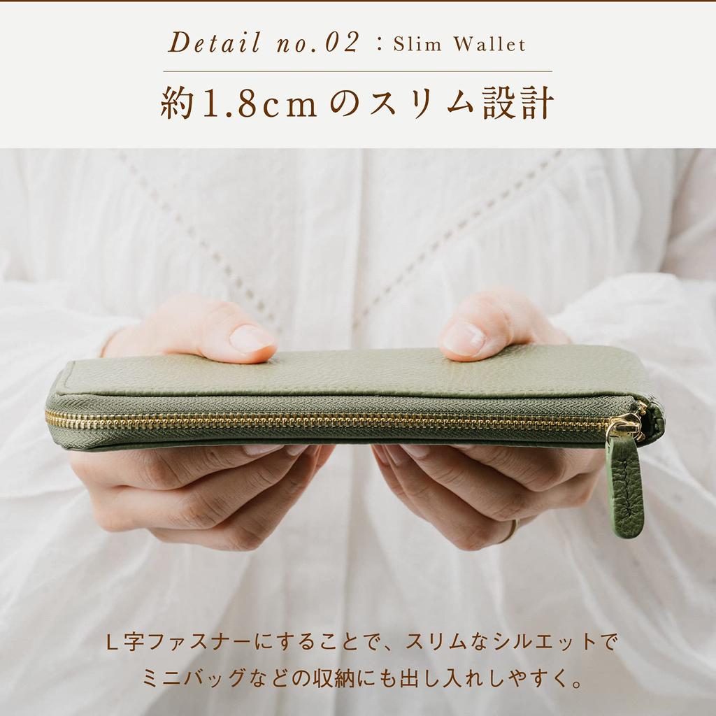 Long Italian Shrink Genuine Skimming Thin [Mura] Wallet, Leather, Leather, Women's, Leather, L-shaped Zipper, Prevention, (Blue)