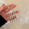 Zinc Alloy Needle Water Drop Pearl Flower Tassel Earrings for Women French Vintage Palace Style Drop Earrings Vintage Zircon