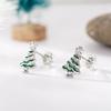 Exquisite and small Korean version of stud earrings for women, painted oil Christmas tree lady jewelry TikTok Christmas jewelry