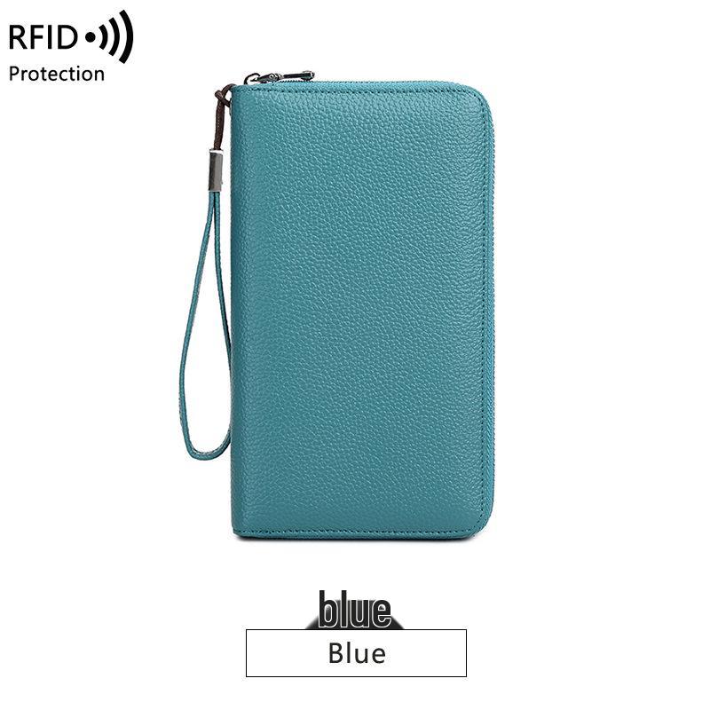 Genuine Leather RFID Anti-theft Long Wallet with Multi-card Slots and Large Capacity