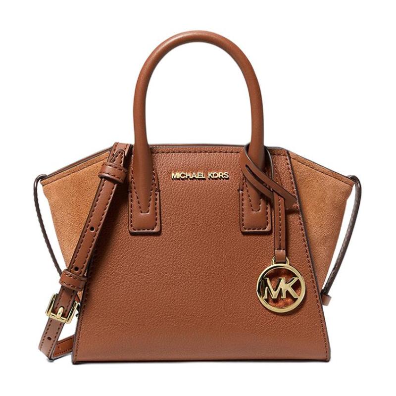 MICHAEL KORS Avril brand logo charm cowhide crossbody shoulder handbag women s brown коричневый