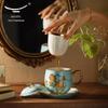 Yongfengyuan Madam Porcelain West Lake Blue 4-Piece Covered Mug, 280ml