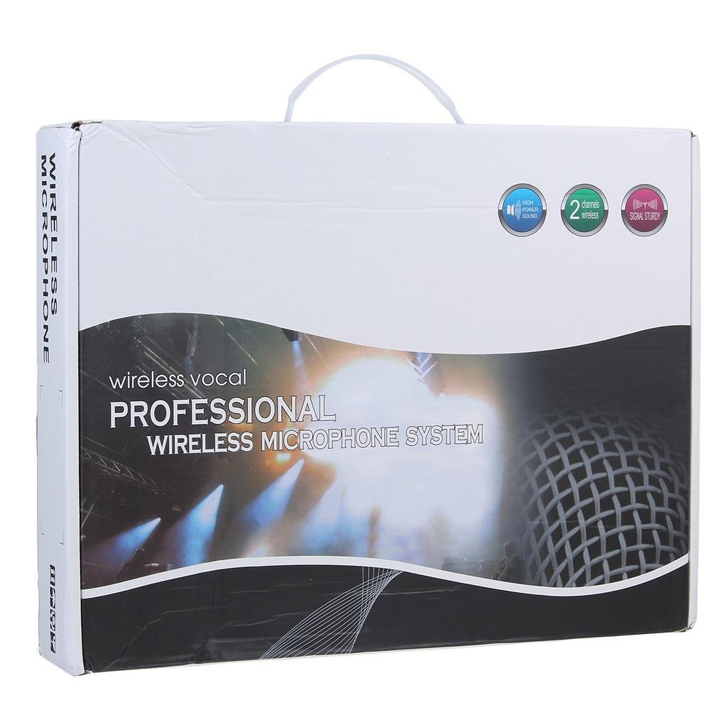 UHF System 2 Channel Frequency Adjustable Wireless Microphone 2 Cordless Handheld Mic Karaoke Speech Party Cardioid Microphone