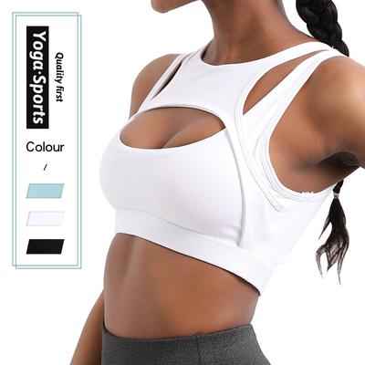 Damen Sport-BH mit stoßfestem, ausgehöhltem Design, für Laufen, Fitness, Yoga, Weste