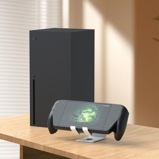 Game Console Stand for ROG Ally/X for Switch 2 for Steam Deck Portable Metal Heat Dissipation Desktop Holder with Anti-Slip Silicone Pad Game Console