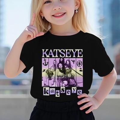 Katseye Print Girls Tshirt Toddler Top Summer Short Sleeve Tops Girl Group Katseye Graphic T Shirt Kids Casual Cotton Tshirt