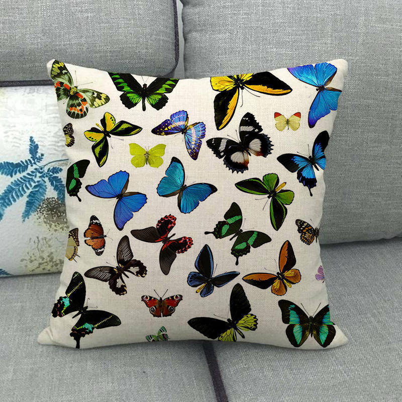 Colorful Butterfly Cartoon Insect Animal Digital Printing Short Plush Pillow Covers For Car Sofa Office Cushion Cover Home Goods